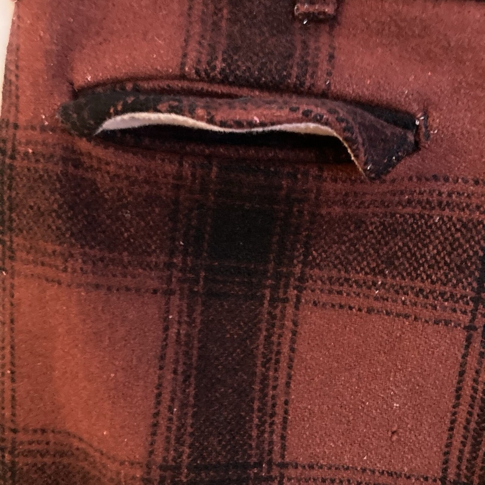 Vtg Big Bill Wool Blend Hunting Pants Mens 34 x 30 Red Plaid w/ FLAW Canada Made - Picture 7 of 16